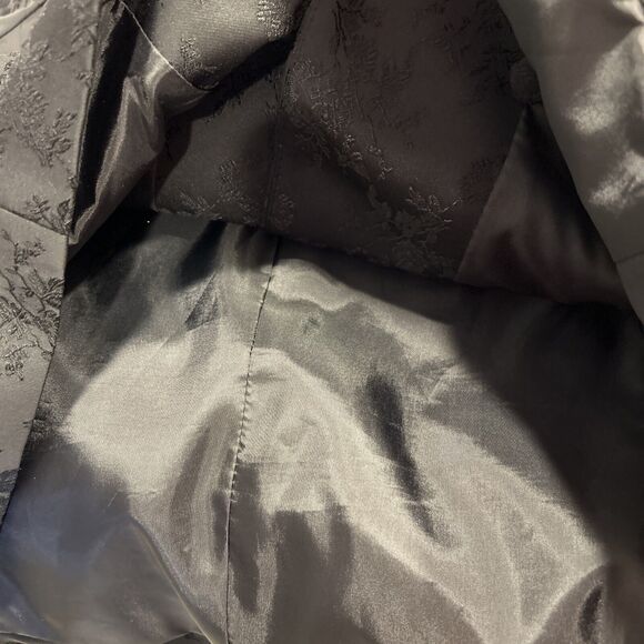 Laura Scott Women Petite 14p Black Jacquard Jacket Blazer Button Front Lined Pad - Picture 7 of 8